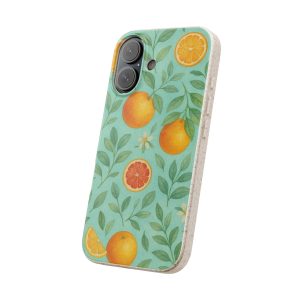 orange floral design biodegradable phone case